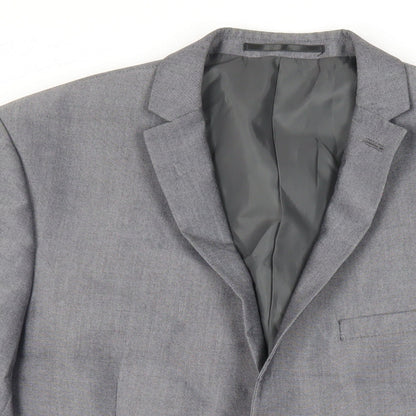 Close-up detail of Red Herring men’s grey polyester jacket suit jacket, size 42, regular