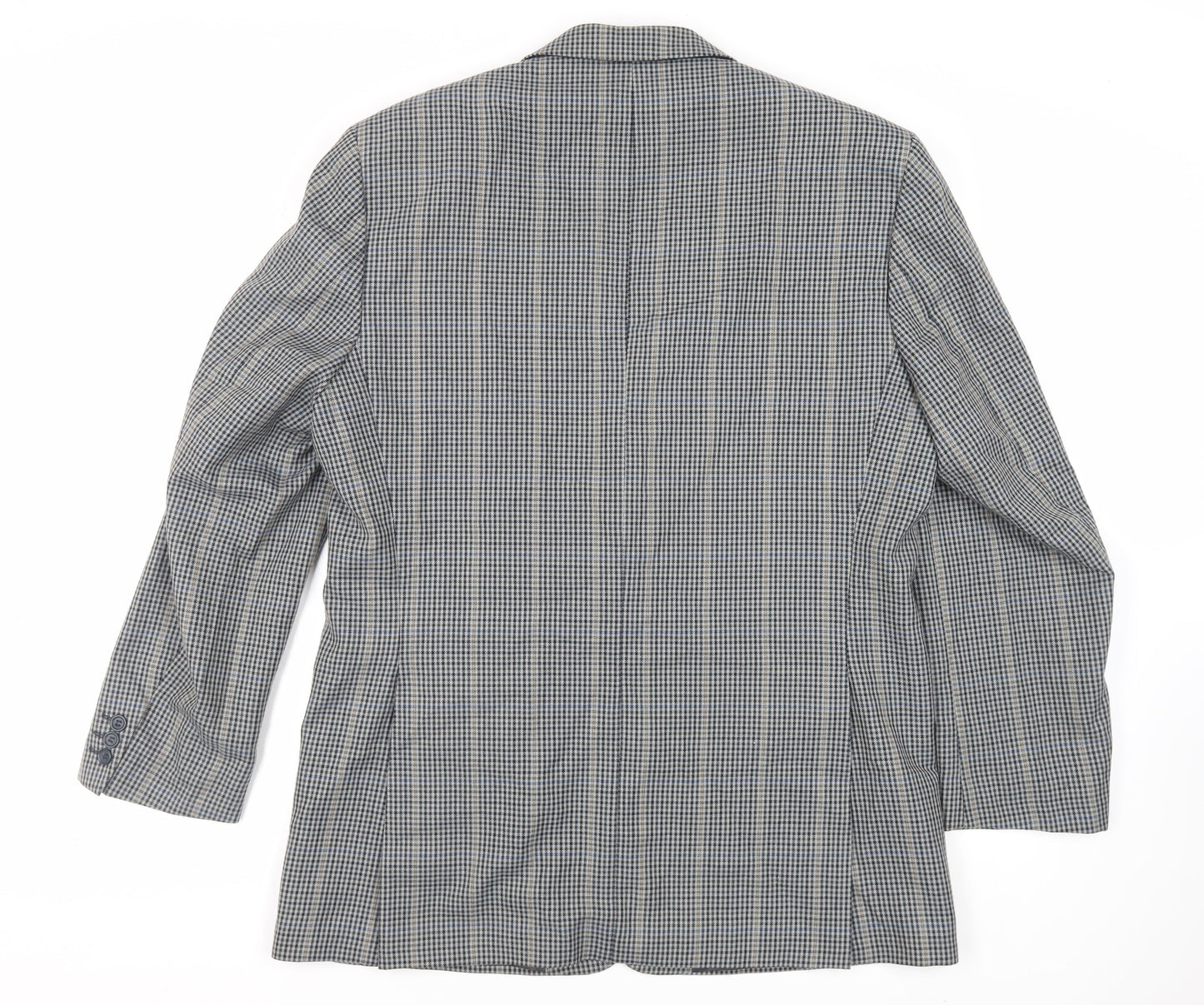 Charly O'Brian Mens Grey Plaid Polyester Jacket Blazer Size 42 Regular