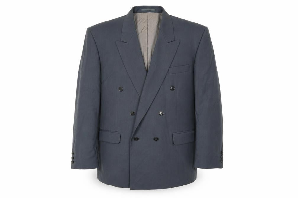 Sergio Rossi Mens Green Striped Polyester Jacket Suit Jacket Size 46 Regular