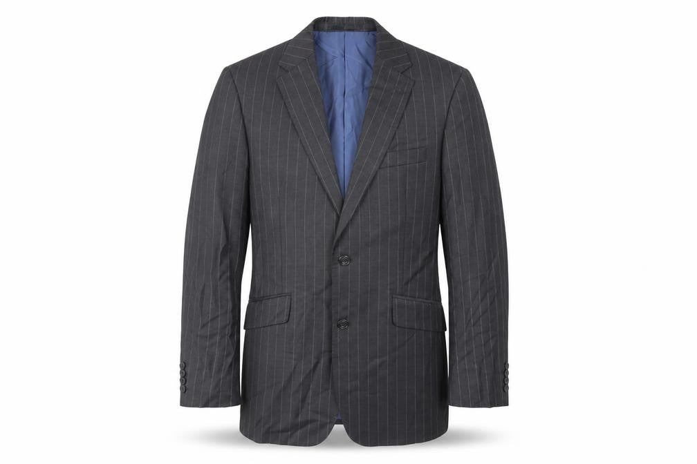 Samuel Windsor Mens Grey Striped Wool Jacket Suit Jacket Size 38 Regular