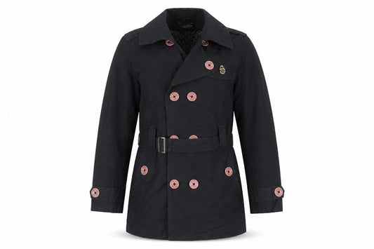 Luke Mens Black Pea Coat Coat Size S Button - Belted