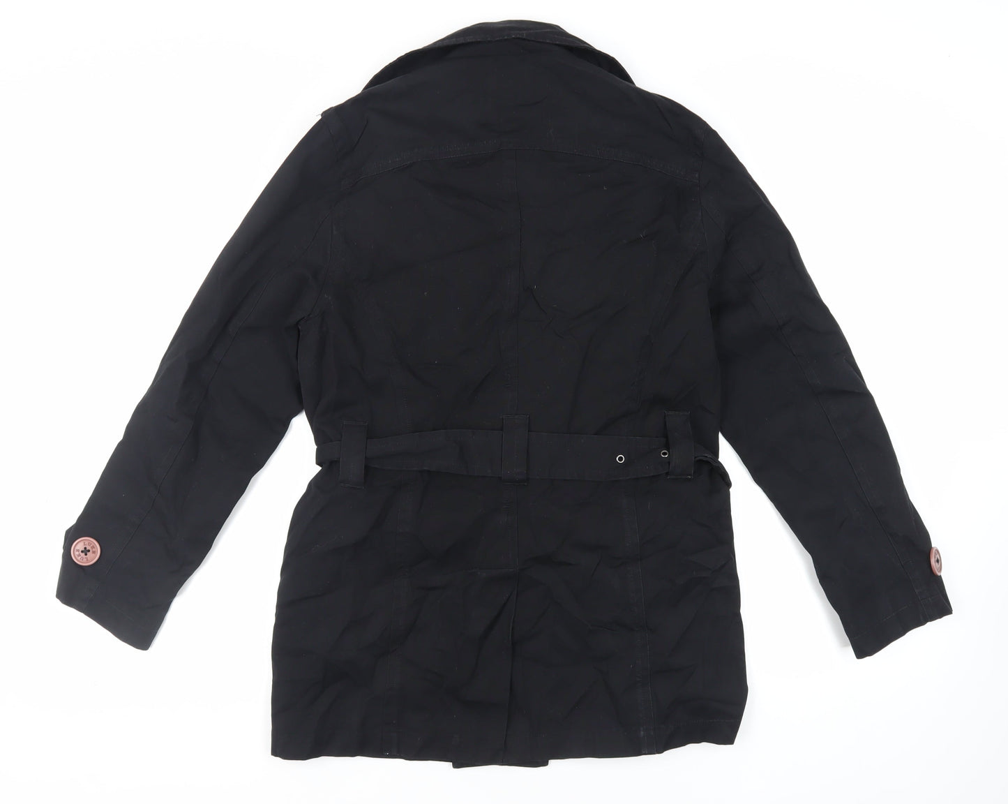 Luke Mens Black Pea Coat Coat Size S Button - Belted