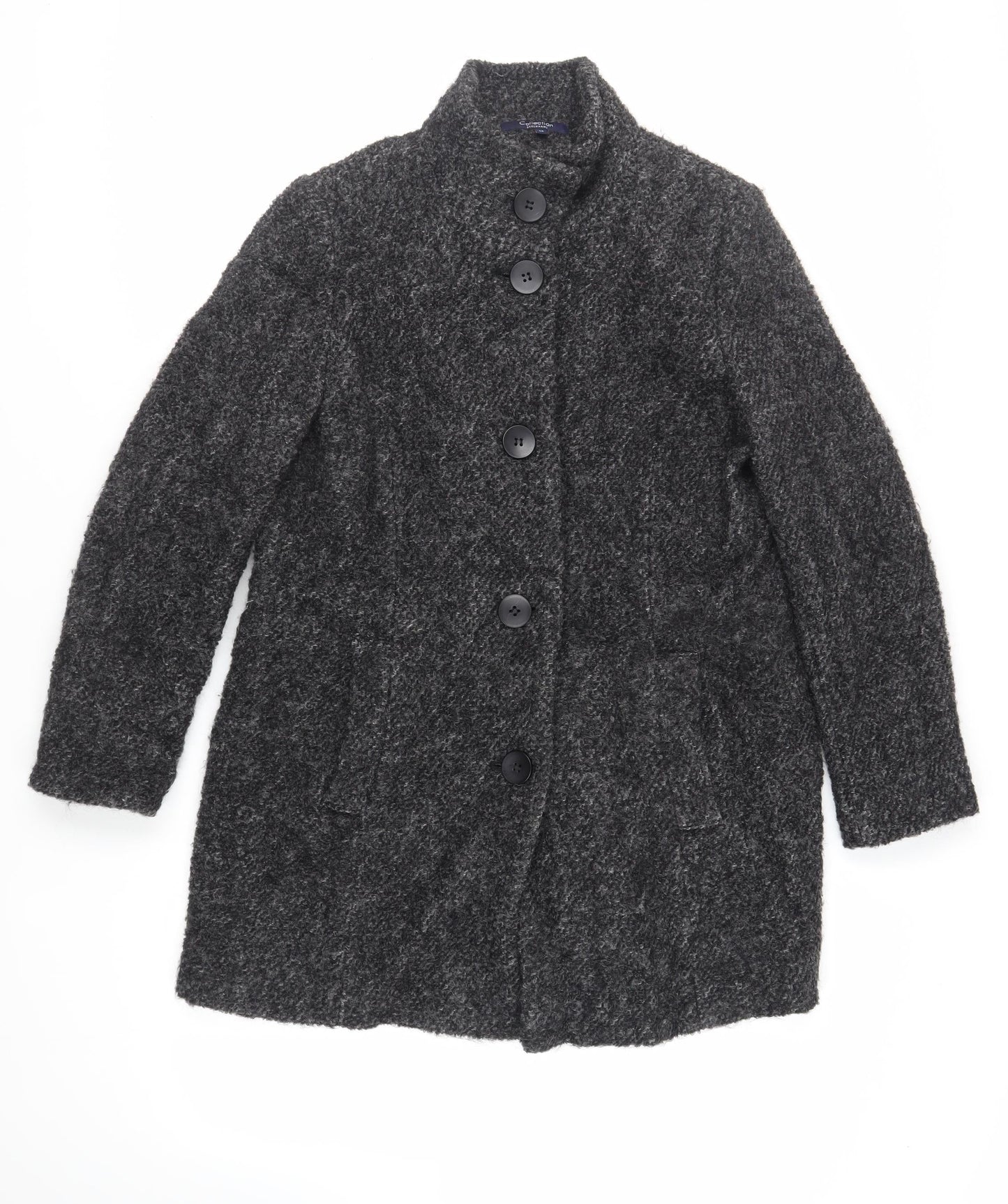 Debenhams Womens Grey Overcoat Coat Size 16 Button