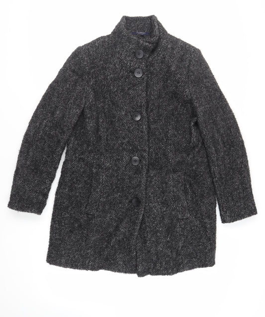 Debenhams Womens Grey Overcoat Coat Size 16 Button