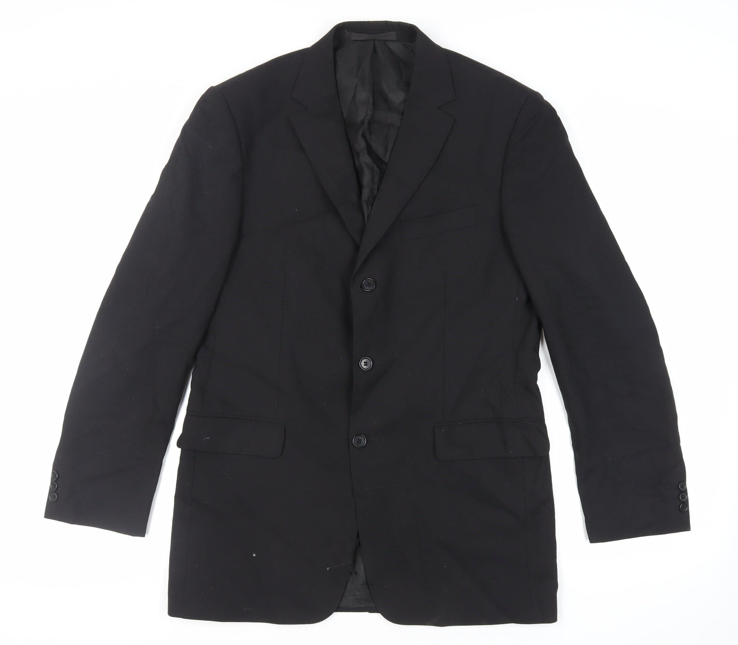 Marks and Spencer Mens Black Polyester Jacket Suit Jacket Size 40 Regular