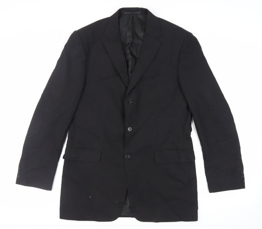 Marks and Spencer Mens Black Polyester Jacket Suit Jacket Size 40 Regular