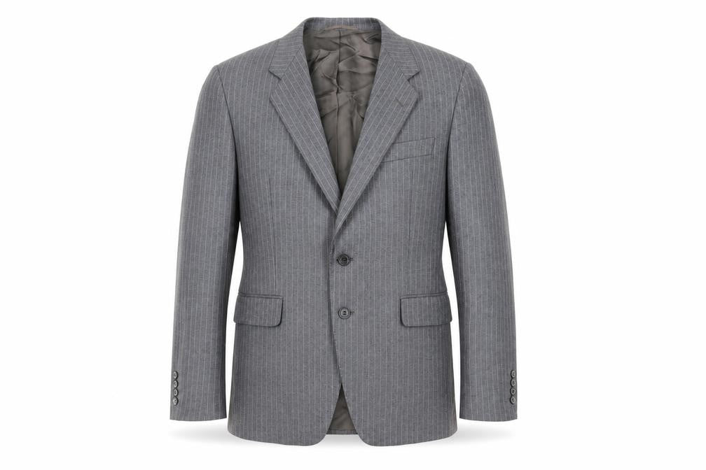 St Michael Mens Grey Striped Wool Jacket Suit Jacket Size 38 Regular - Vintage