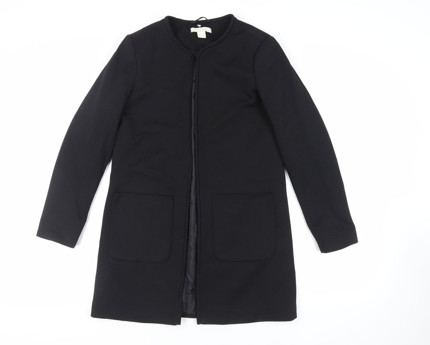 H&M Womens Black Overcoat Coat Size 10 - Open