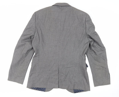 Next Mens Grey Geometric Polyester Jacket Suit Jacket Size 40 Regular
