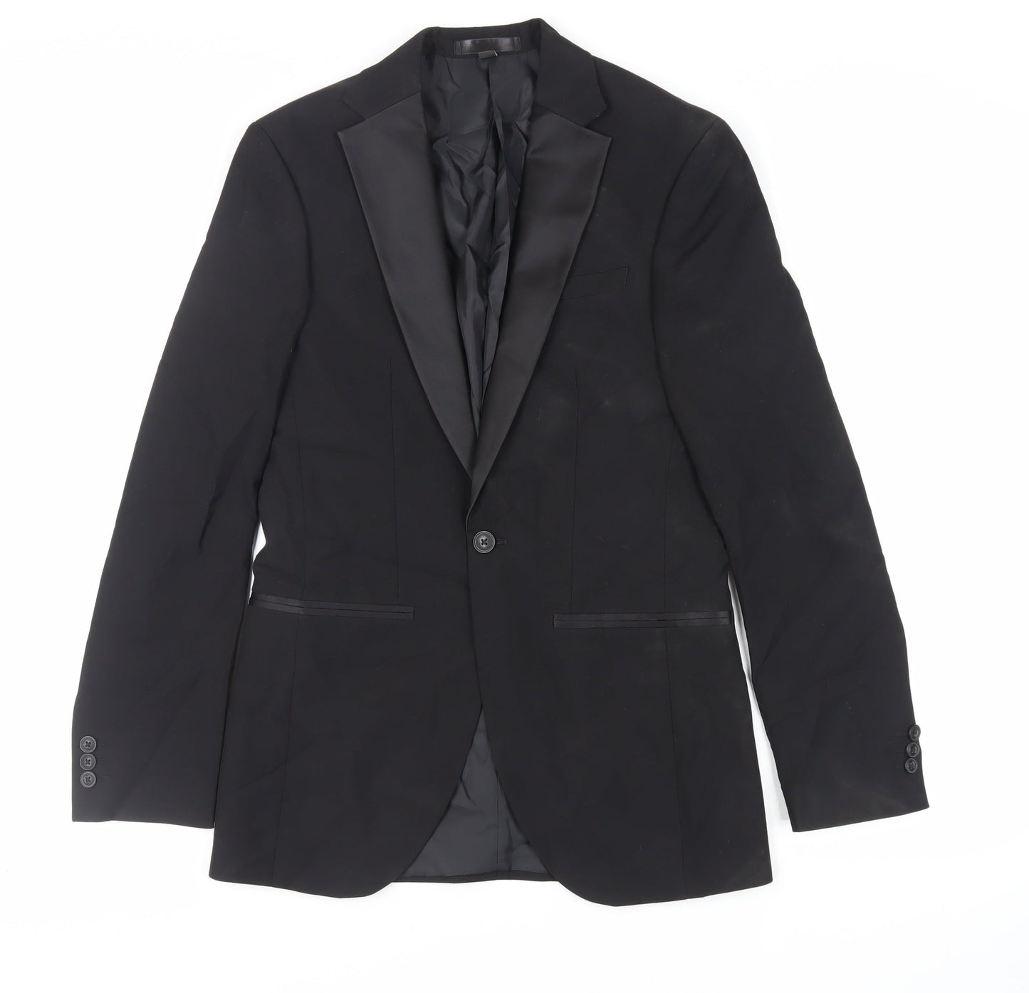 Marks and Spencer Mens Black Polyester Tuxedo Suit Jacket Size 34 Regular