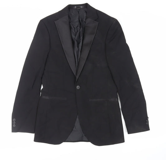 Marks and Spencer Mens Black Polyester Tuxedo Suit Jacket Size 34 Regular