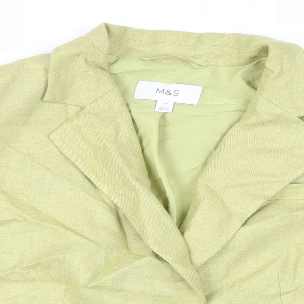 Marks and Spencer Womens Green Jacket Blazer Size 12 Button