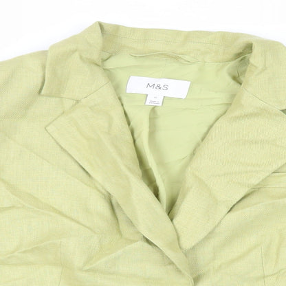 Marks & Spencer Womens Green Jacket Blazer Size 12 Button