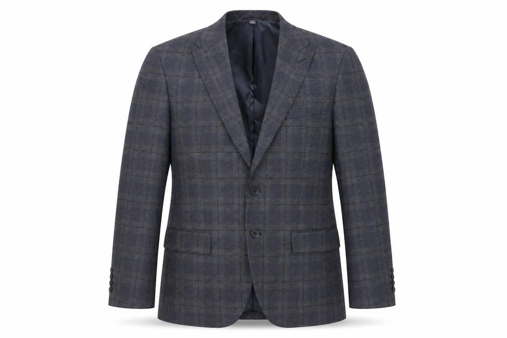 Marks & Spencer Mens Blue Plaid Polyester Jacket Suit Jacket Size 40 Regular