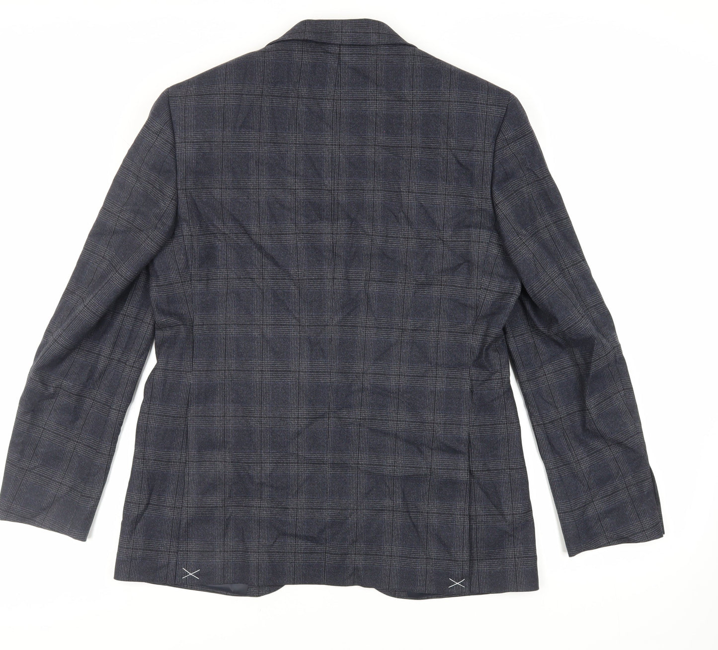 Marks and Spencer Mens Blue Plaid Polyester Jacket Suit Jacket Size 40 Regular