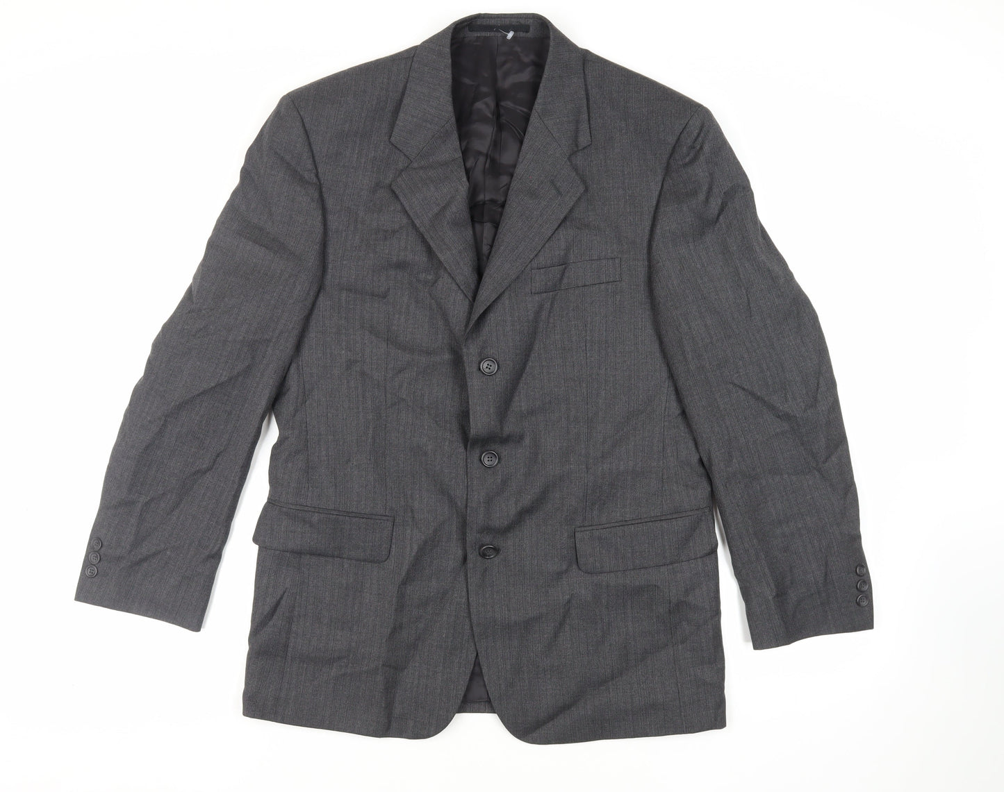 Varteks Mens Grey Striped Acetate Jacket Suit Jacket Size 40 Regular