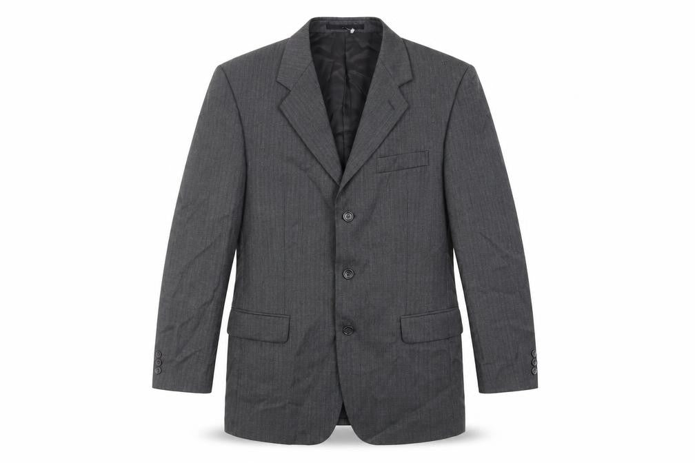 Varteks Mens Grey Striped Acetate Jacket Suit Jacket Size 40 Regular