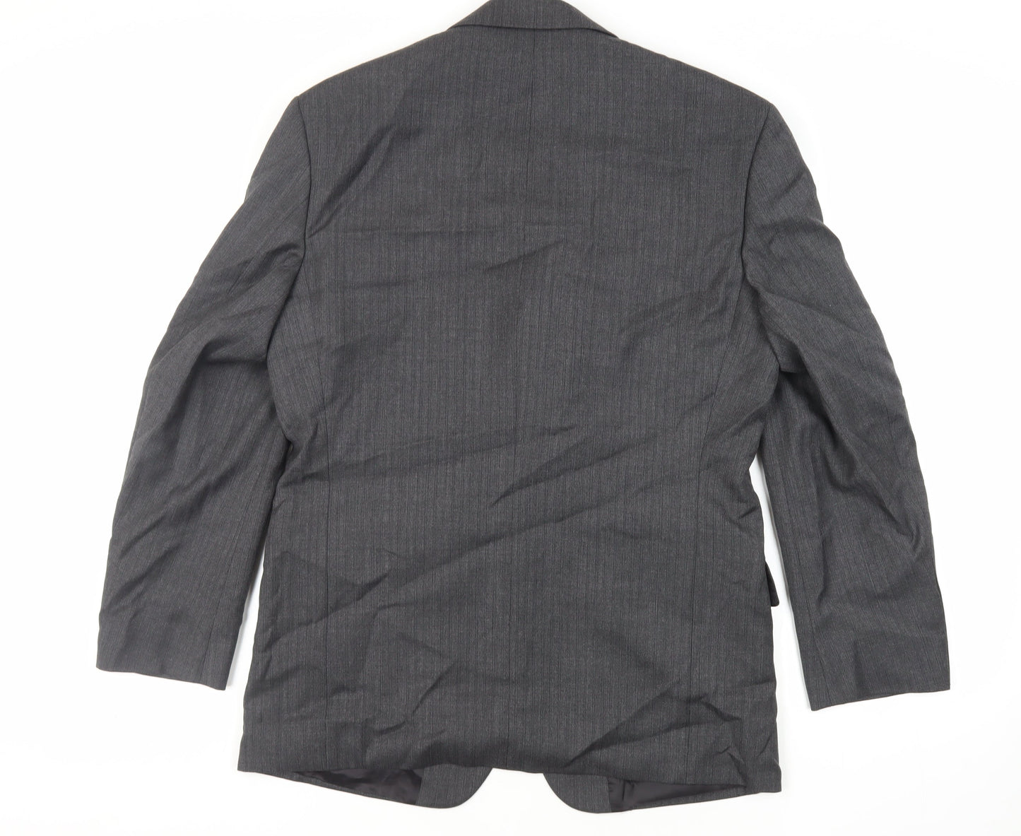 Varteks Mens Grey Striped Acetate Jacket Suit Jacket Size 40 Regular