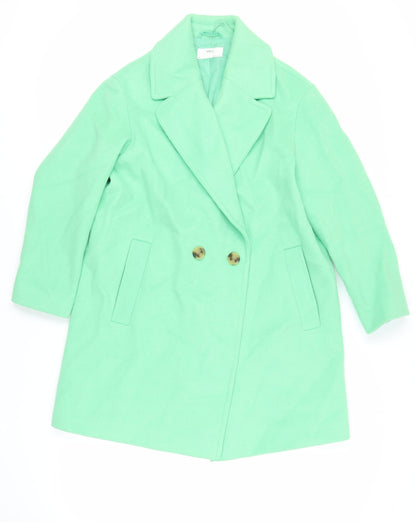 Marks & Spencer Womens Green Overcoat Coat Size 14 Button