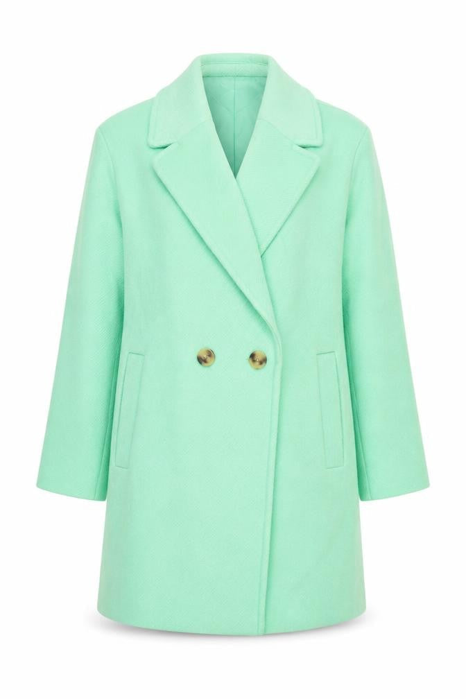 Marks & Spencer Womens Green Overcoat Coat Size 14 Button