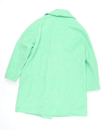Marks & Spencer Womens Green Overcoat Coat Size 14 Button