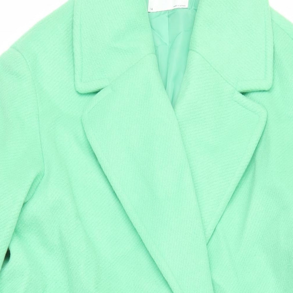 Marks and Spencer Womens Green Overcoat Coat Size 14 Button