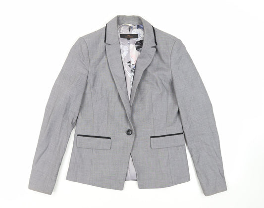 NEXT Womens Grey Jacket Blazer Size 10 Button