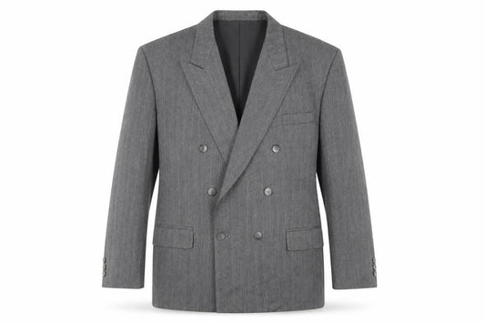 Harbarry of England Mens Grey Striped Polyester Jacket Suit Jacket Size 46 Regular