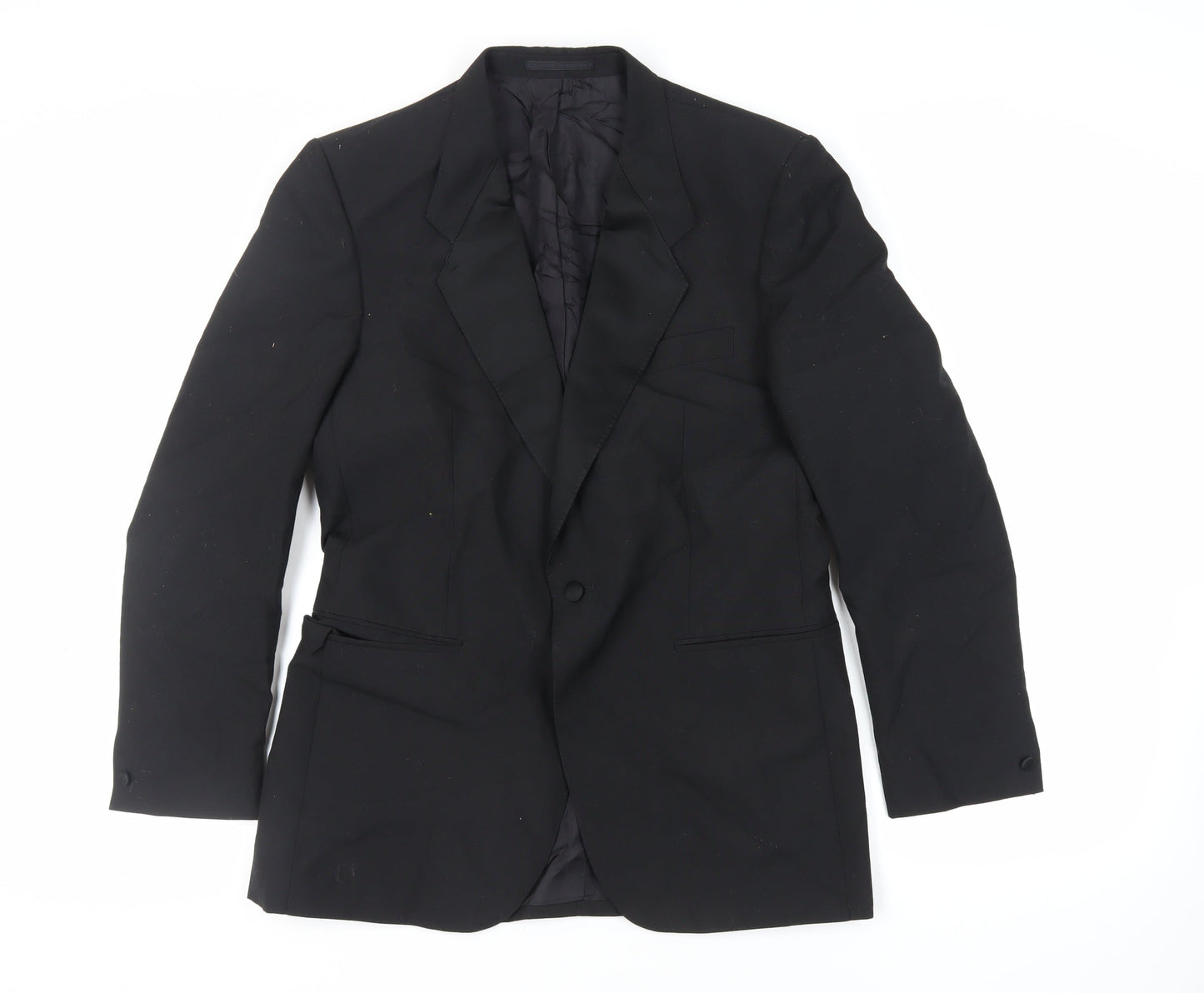 Turo Mens Black Wool Tuxedo Suit Jacket Size 40 Regular
