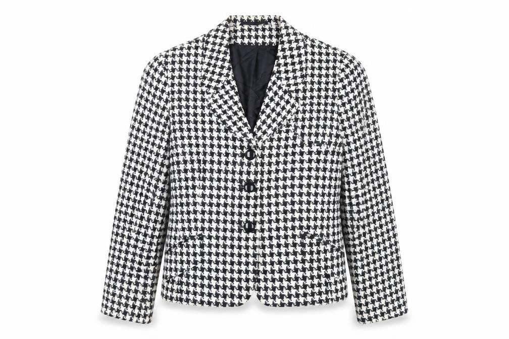 Classic Woman Womens Black Geometric Jacket Blazer Size 12 Button