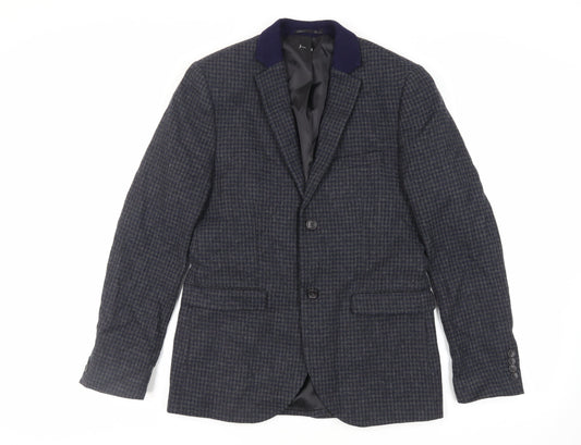 Topman Mens Blue Geometric Jacket Blazer Size 38 Button