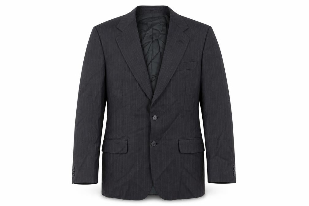 Marks & Spencer Mens Grey Striped Polyester Jacket Suit Jacket Size 38 Regular