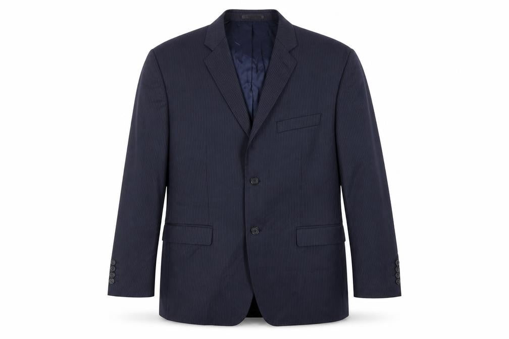 Greenwoods Mens Blue Striped Polyester Jacket Suit Jacket Size 44 Regular