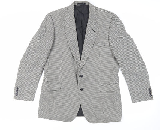 Marks and Spencer Mens Black Geometric Wool Jacket Suit Jacket Size 42 Regular