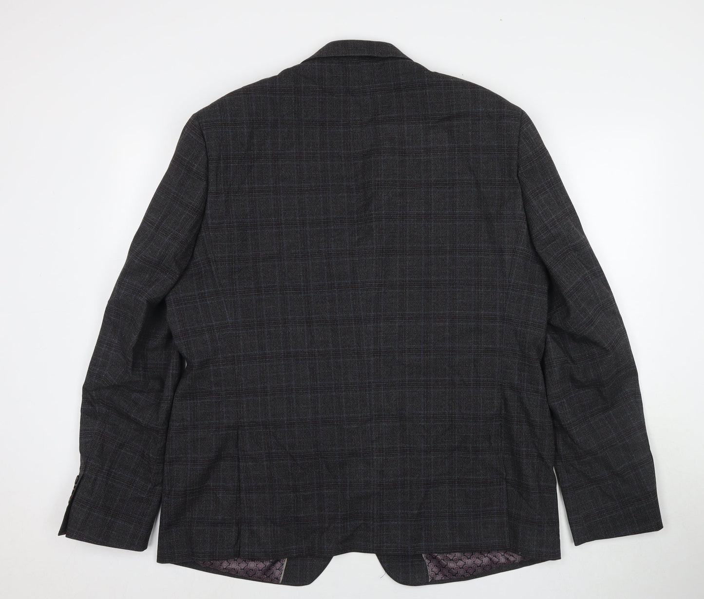Burton Mens Grey Check Polyester Jacket Suit Jacket Size 48 Regular