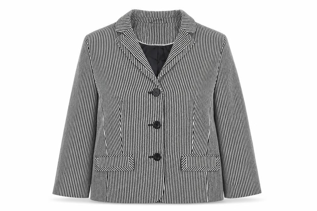 Debenhams Womens Black Striped Jacket Blazer Size 18 Button