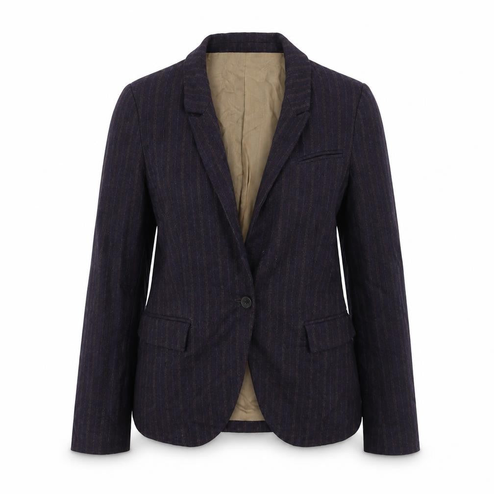Zara Womens Purple Striped Jacket Blazer Size L Button