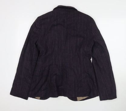 Zara Womens Purple Striped Jacket Blazer Size L Button