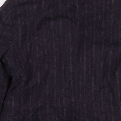 Zara Womens Purple Striped Jacket Blazer Size L Button