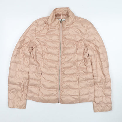 Additional front view of Easy Wear women’s beige puffer jacket jacket, size S, zip