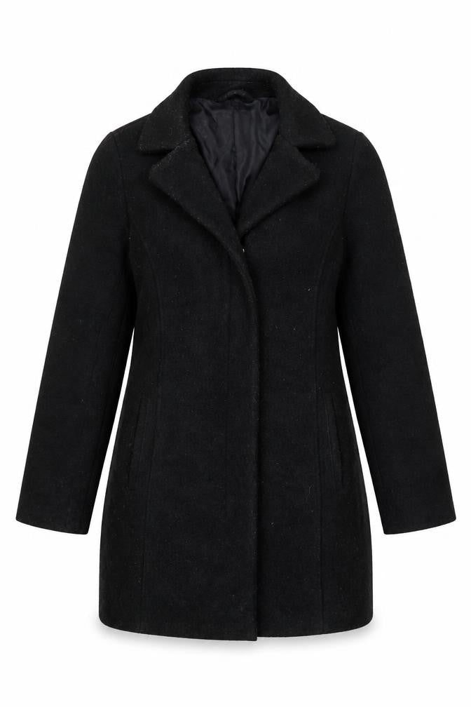 New Look Womens Black Overcoat Coat Size 12 Zip