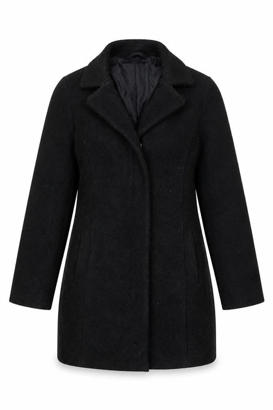 New Look Womens Black Overcoat Coat Size 12 Zip