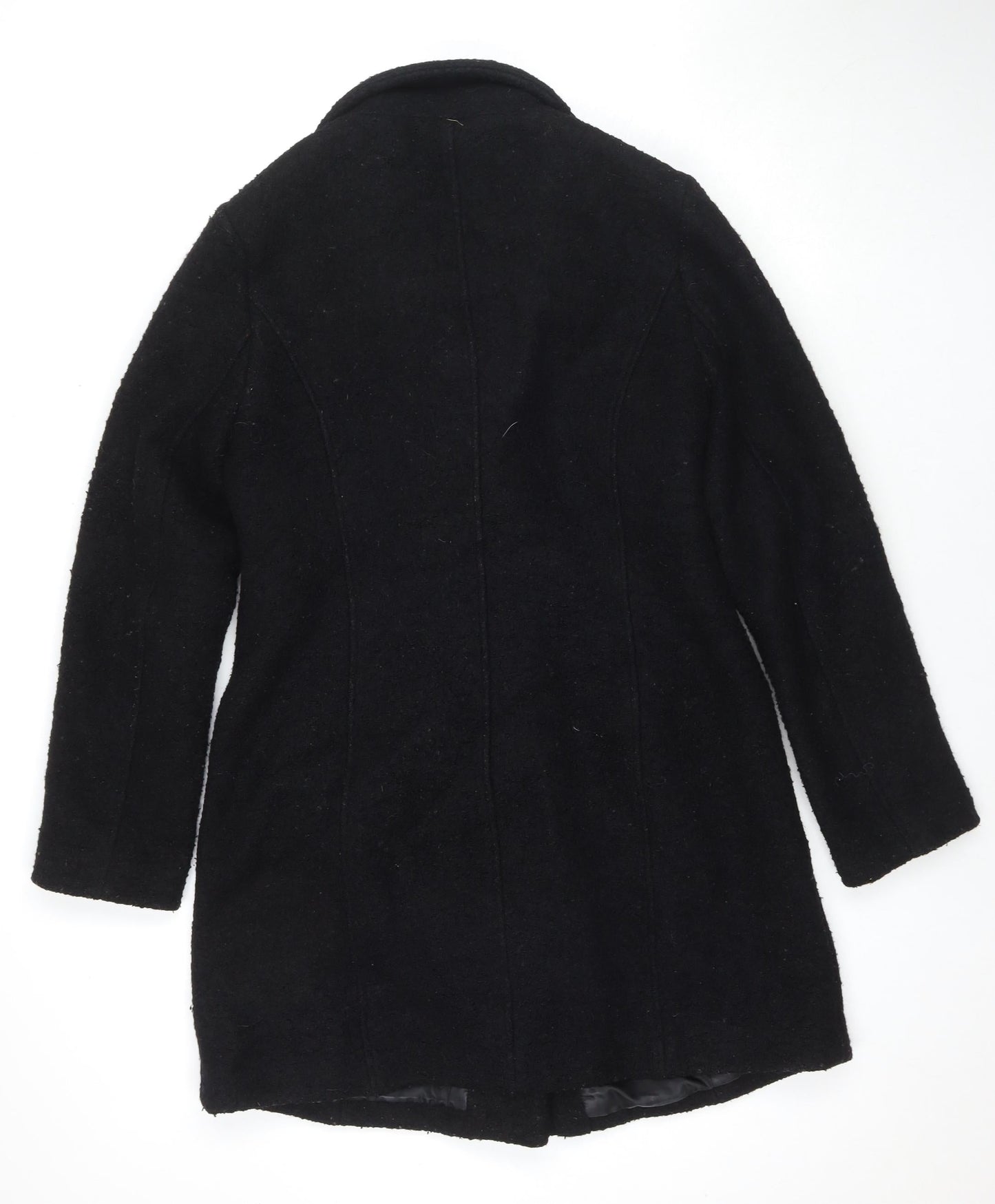 New Look Womens Black Overcoat Coat Size 12 Zip