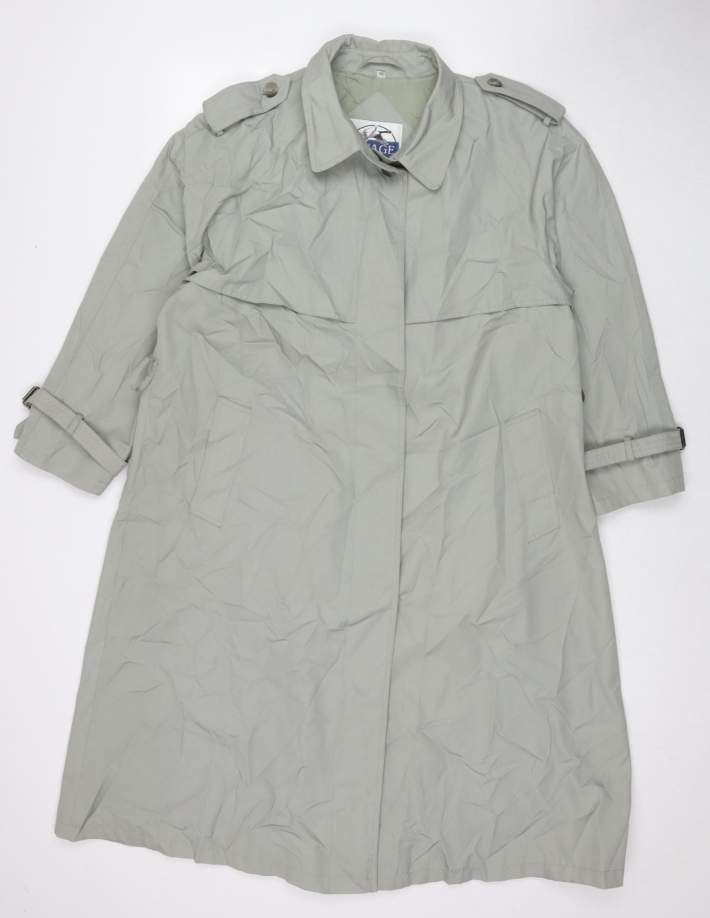 NuAge Womens Grey Trench Coat Coat Size 12 Button