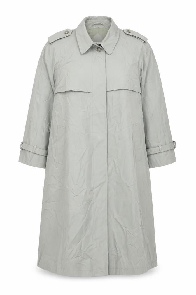 NuAge Womens Grey Trench Coat Coat Size 12 Button