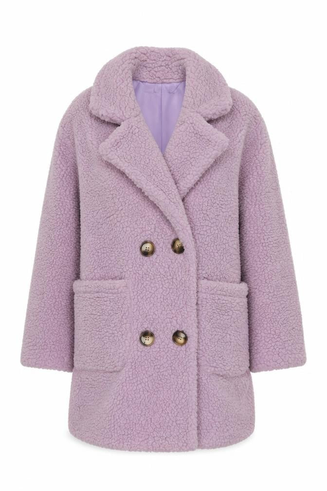 PRETTYLITTLETHING Womens Purple Overcoat Coat Size 8 Button