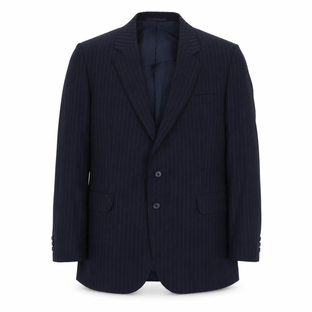 C&A Mens Blue Striped Polyester Jacket Suit Jacket Size 44 Regular