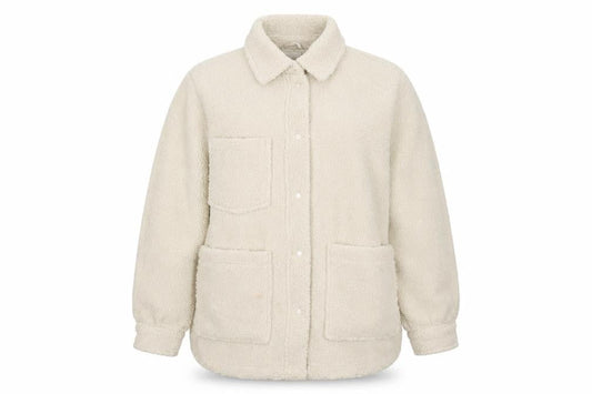 H&M Womens Ivory Overcoat Coat Size L Snap
