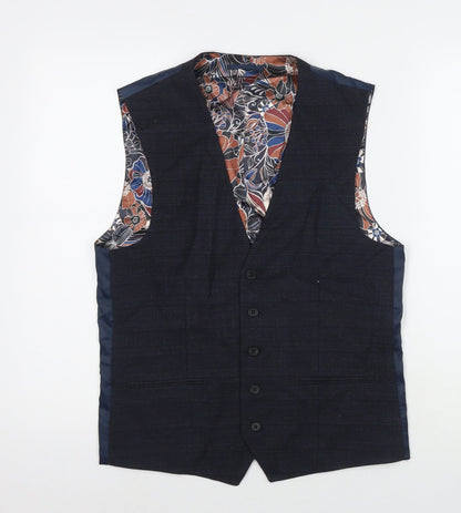 Next Mens Blue Wool Jacket Suit Waistcoat Size 38 Regular
