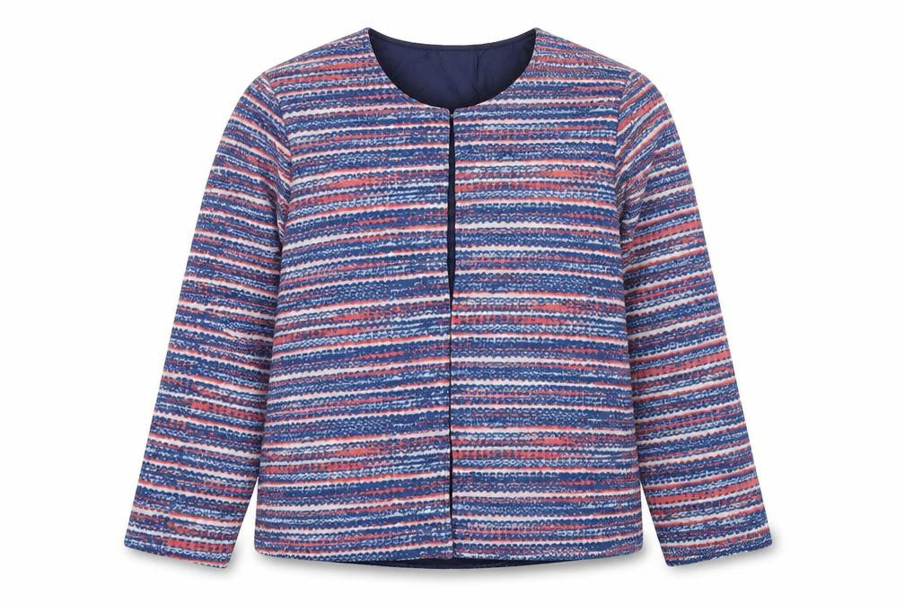 Anne de Lancey Womens Multicoloured Striped Jacket Size M Hook & Eye